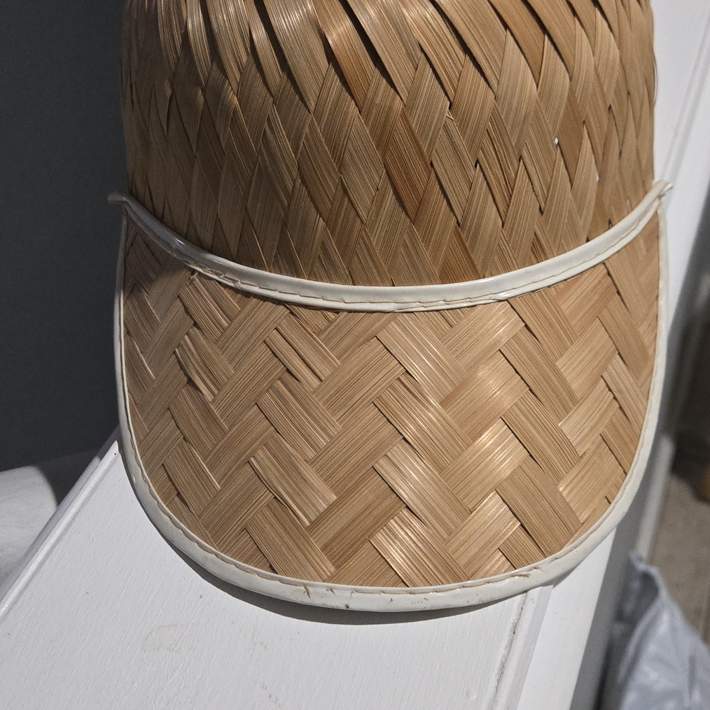 Natural Woven Straw Hat with Cream Trim